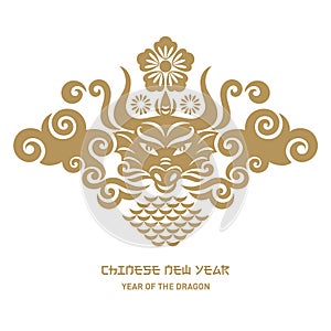 Chinese New Year 2024. Year of the Dragon. Greeting card. Year of the Dragon according to the Chinese calendar.