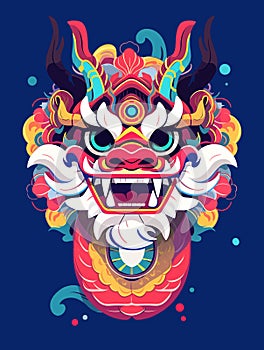 Chinese New Year 2024. Year of the Dragon. Isolated colorful dragon.