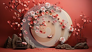 Chinese new year Abstract background, Holiday Celebration events concept, Copy space for text, AI Generative