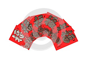 Chinese New Year ang pow with Chinese Caligraphy word `Fook` meaning lucky, fortune and wealth