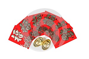 Chinese New Year ang pow with Chinese Caligraphy words `Fook` meaning luck, fortune and wealthy