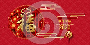 Chinese new year with auspicious alphabet