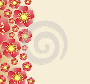 Chinese new year background blooming sakura branches