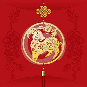 Chinese New Year background with hanging sheep illustration