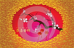 Chinese New Year background with happy new year characters