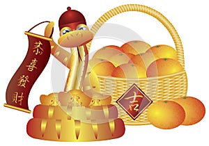 Chinese New Year Basket of Oranges and Snake