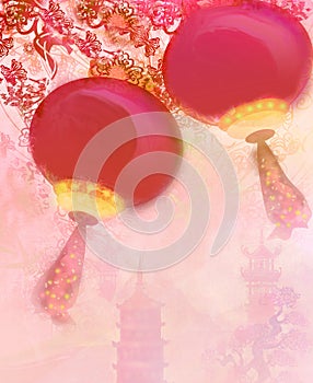 Chinese New Year card - Traditional lanterns