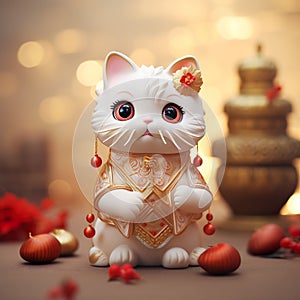 Chinese new year cat japanese lucky cat maneki neko background illustration
