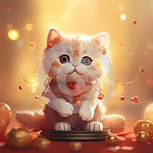 Chinese new year cat japanese lucky cat maneki neko background illustration