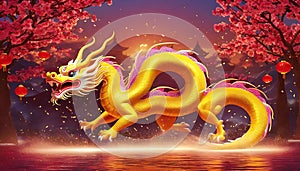 Chinese new year celebration with dragon