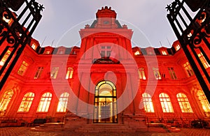 Chinese New Year celebration in Paris . City hall of 3rd arrondissement of Paris ligted with red color and decorated