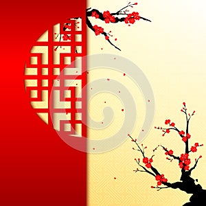 Chinese New Year Cherry Blossom Background