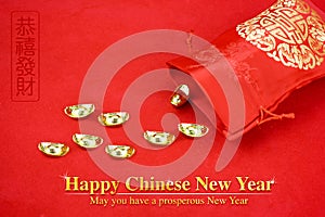 Chinese new year decoration: red fabric packet or ang pow with c