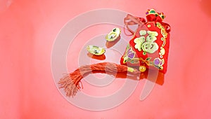 Chinese new year decoration: red felt fabric packet or ang pow w