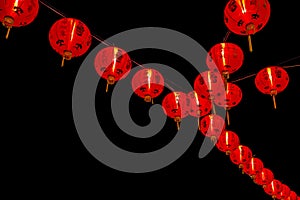 Chinese New Year Decoration--Red lanterns on glitter,bokeh