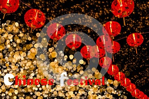 Chinese New Year Decoration--Red lanterns on glitter,bokeh