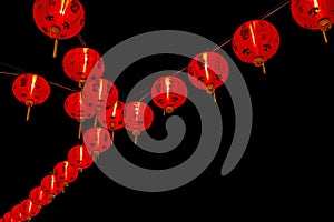 Chinese New Year Decoration--Red lanterns on glitter,bokeh