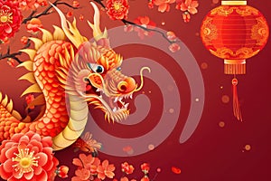 Chinese new year design background for gift card. Generative AI