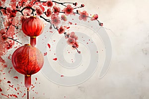 Chinese new year design background for gift card. Generative AI