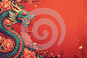 Chinese new year design background for gift card. Generative AI