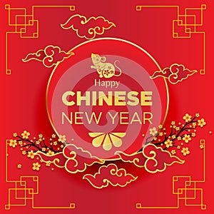 Chinese new year design vector gold  and blossom