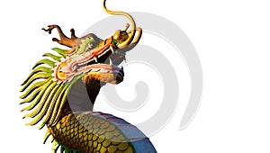 Chinese New Year Dragon Decoration on white background.Chinese sculpture designs.Dragon head. Happy New Year. Dragon Decoration on