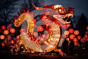 Chinese new year dragon illuminated dragon sculpture for a chinese new year parade