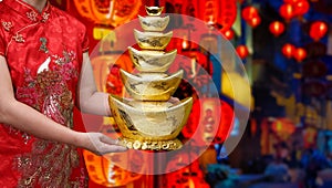 Chinese new year gold ingot qian