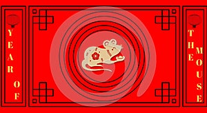 Chinese new year greeting card background, year of the mouse celebration