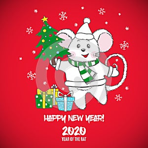 Chinese New Year greeting card with numbers and cute Mouses