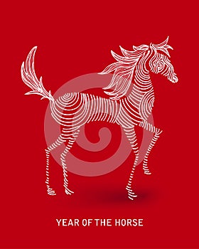 Chinese new year of the Horse abstract swirl shape