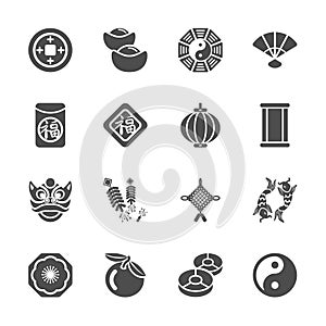 Chinese new year icon set, photo