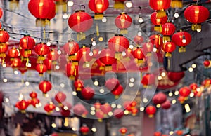 Chinese new year lantern in chinatown area photo