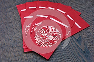 Chinese New Year with Lion Dance Red Packets