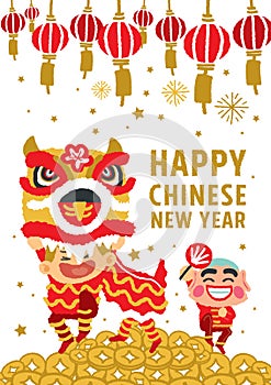 Chinese New Year Lion Dancing vector concept
