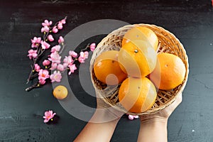 Chinese New Year - Mandarin orange and red packet