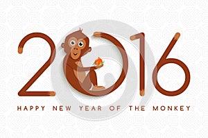 Chinese new year monkey 2016 cute card