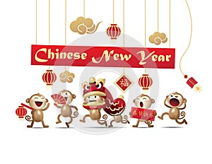 Chinese New Year monkey character Vector Set