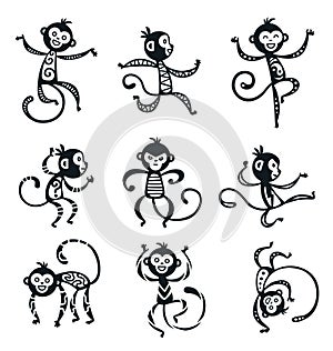 Chinese New Year monkey vector decoration icons