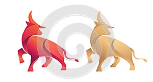 Chinese new year 2021 year of the ox, red cow, Chinese zodiac symbol. Vector background with traditional oriental