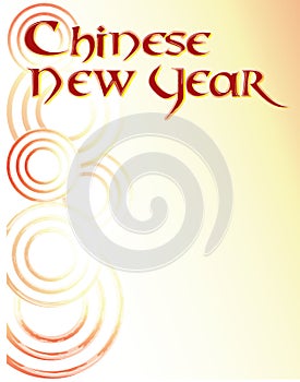 Chinese New Year Poster Template with Gold and Red Swirls