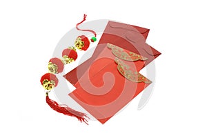 Chinese New Year red packets and lanterns photo