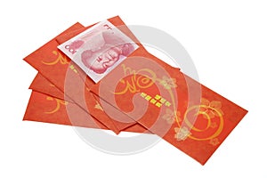 Chinese New Year red packets and Renminbi currency photo