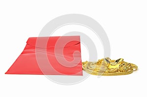 Chinese new year, red pocket with gold