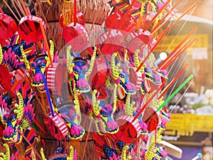 Chinese new year`s dragons toy in Chinatown Bangkok