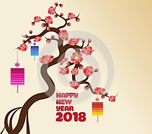 Chinese new year`s lantern decoration for blossom spring festival