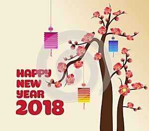 Chinese new year`s lantern decoration for blossom spring festival