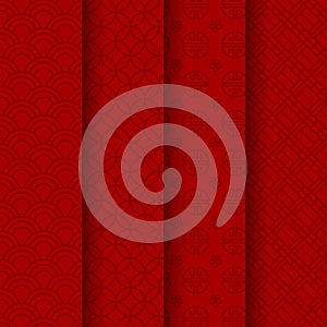 Chinese New Year. Set red pattern. Sign for greetings card, flyers, invitation, posters, brochure, banners, calendar.