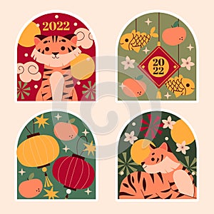 Chinese new year sticker collection Vector format