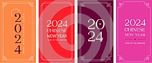 Chinese New year, story, envelopes design, greeting cards collection. Modern minimalist design